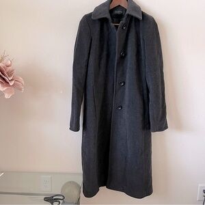 Jones New York Charcoal Dark Gray Black Pea Coat Timeless Wool Design Winter